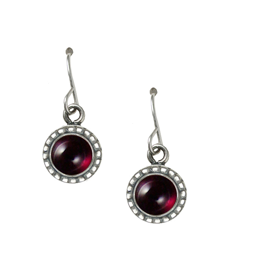 Sterling Silver Small Garnet Gemstone Drop Dangle Earrings